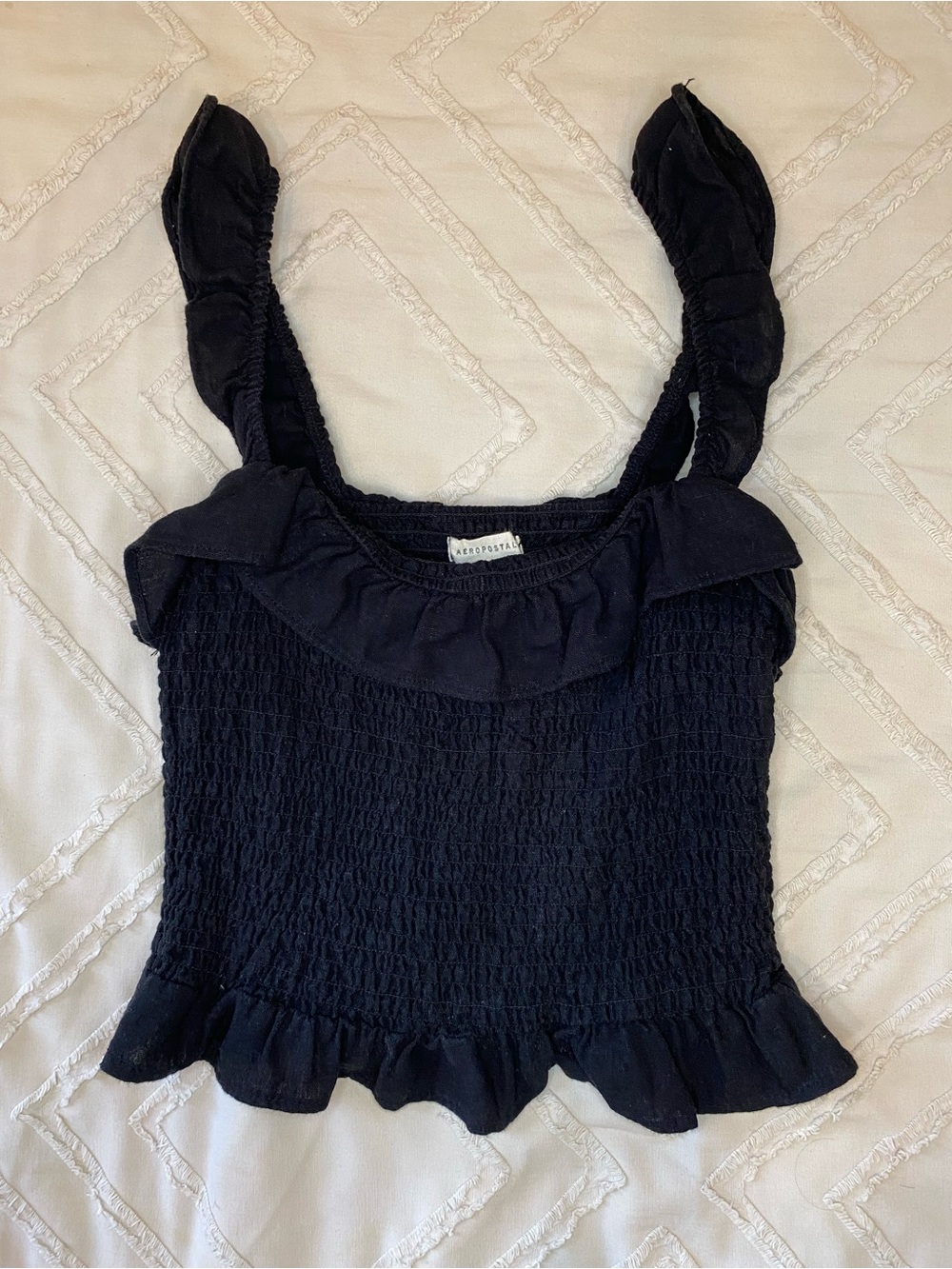 Aeropostale Black Smocked Ruffle Camisole - Picture 2 of 6